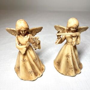 Vintage Angel Figurines with Musical Instruments. Polymer. Made in Hong Kong